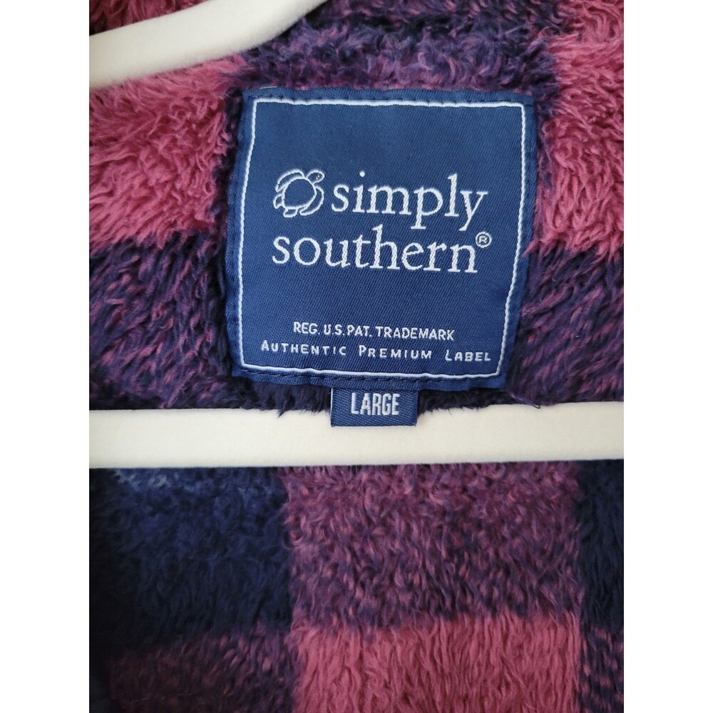 Simply Southern Women's Large Buffalo Plaid Sherpa Pullover Quilted Snap Fleece - Picture 4 of 9